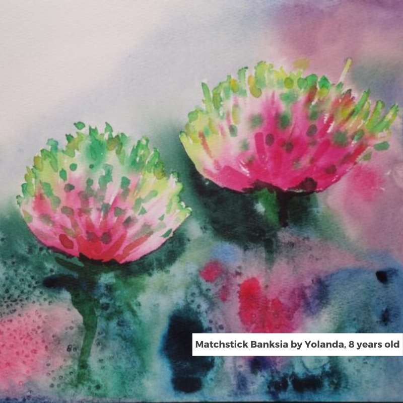 AusConservation's tweet photo. We’re in love with 8 year old Yolanda’s beautiful watercolour of the Matchstick Banksia.

Remember, there’s still time to encourage the little ones in your life to submit to Australia’s biggest art competition for kids. 👇

https://t.co/hPPf07CxKw https://t.co/jEoYw03nOJ