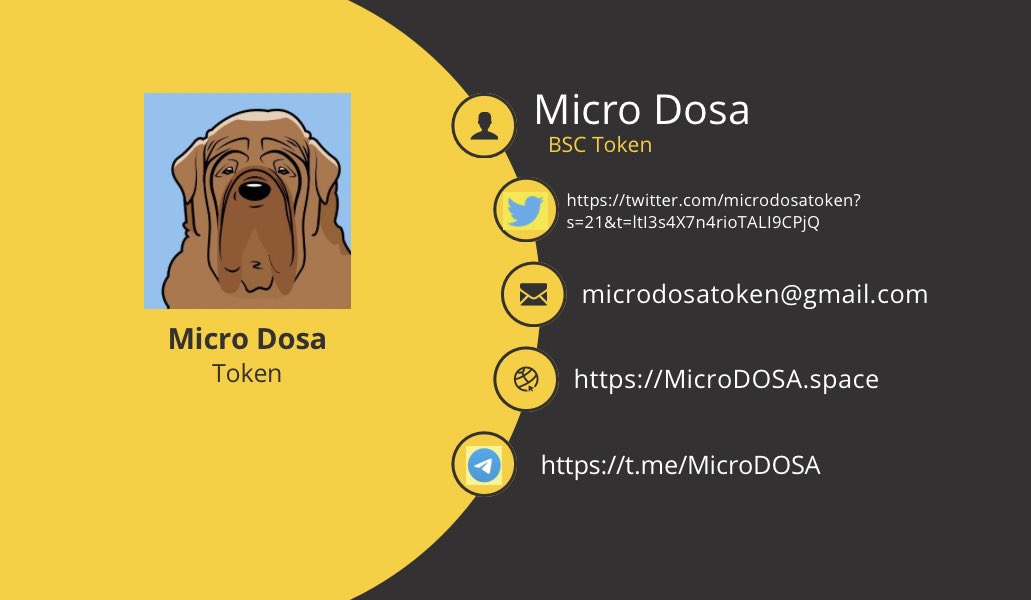 MicroDosaToken's tweet photo. @Dosa_Coin @AmpliFiDeFi @marshallinu_ @DioneProtocol @SaitokiInu Here’s our business card if you need it https://t.co/p5SqAgLnLy