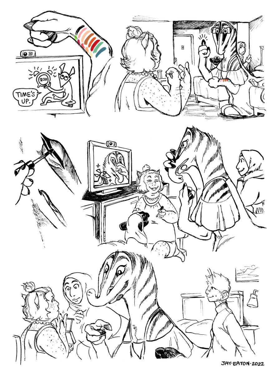 I decided to continue the makeup comic. Part 1, inktober 10/7/22.