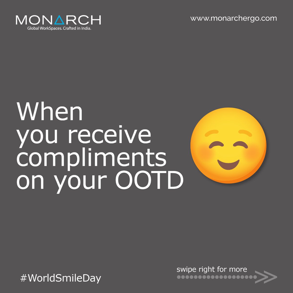 MonarchErgo's tweet photo. What are some things that make you smile at work? Tell us in the comments below! 
Tag your work bestie and ask them to join in! 
Happy World Smile Day!

#monarchergo #WorldSmileDay #worldsmileday😊  #smileeveryday #workinglife #worklife #workspace #smilemore #tagyourworkbestie https://t.co/Rtes3JLwiq