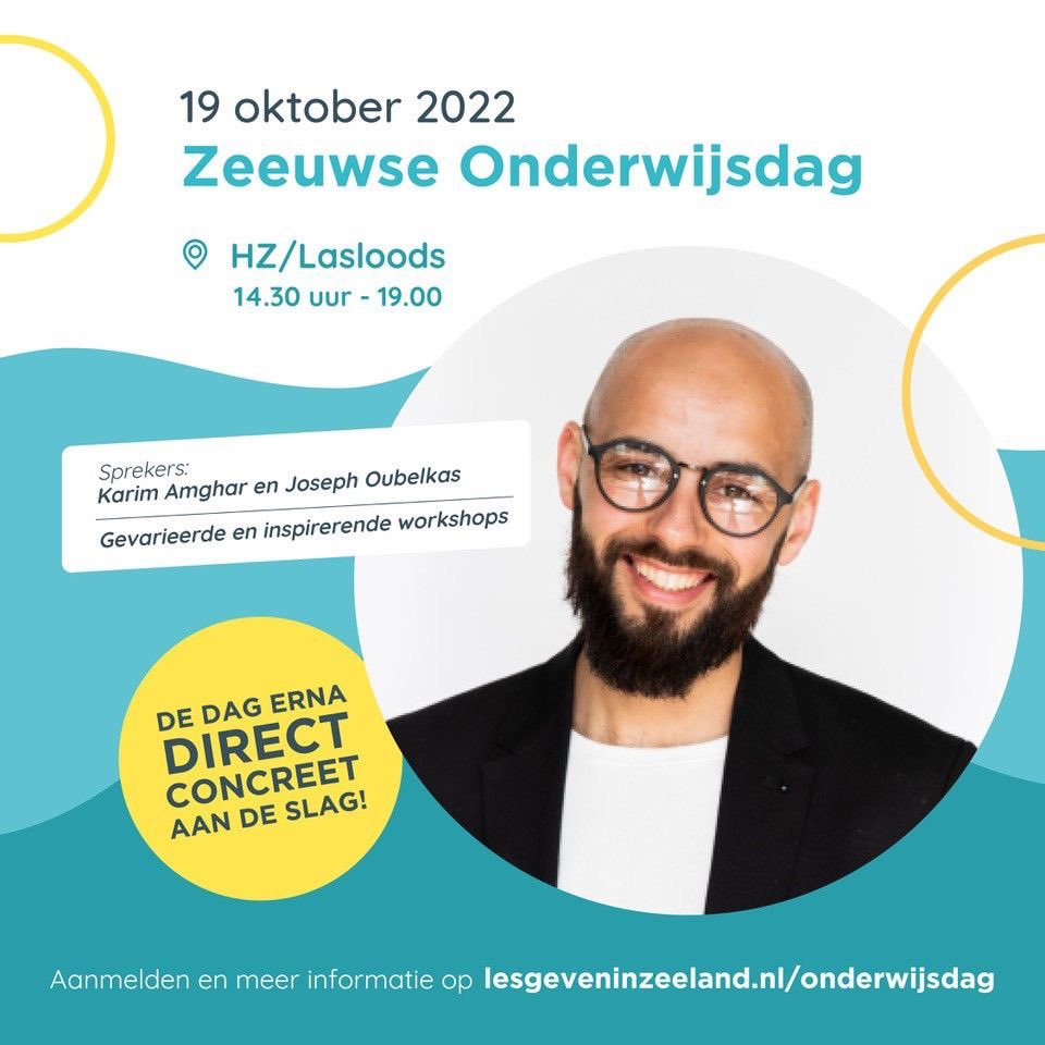 Op 19 oktober is de Zeeuwse onderwijsdag met als thema Kansengelijkheid. Aanmelden kan nog! Het belooft een mooie dag te worden voor ‘t Zeeuws onderwijs. Ben jij erbij? <a href="/GeraldaJansen/">Geralda Jansen</a> @apbeekman <a href="/KarimAmgharNL/">Karim Amghar</a> <a href="/oubelkas/">Joseph Oubelkas</a>
