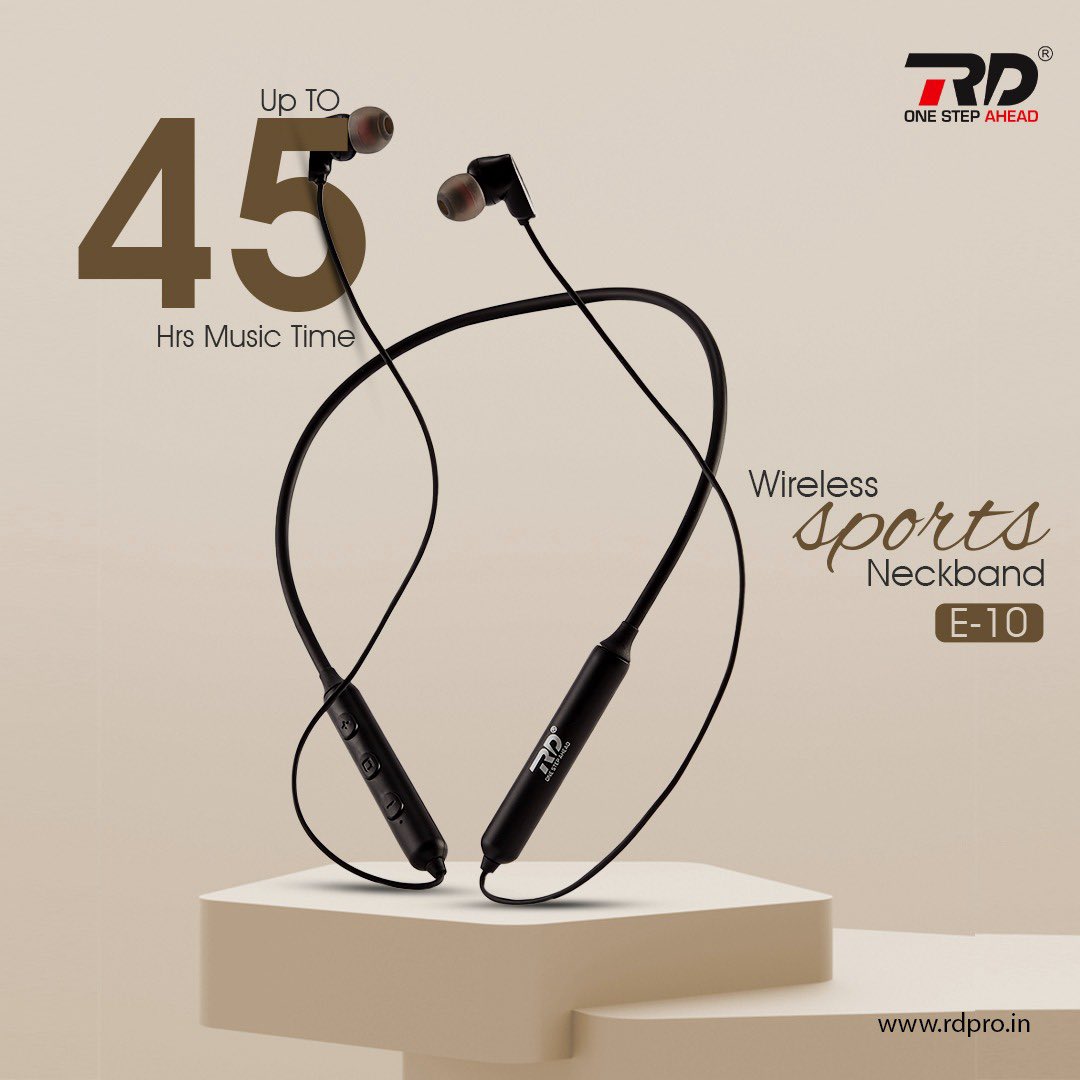 rd_india1's tweet photo. A whopping 45hours of playtime ensures your playlist is unstoppable with RD E-10 Wireless Neckband. 🎶⚡️
#neckband #rdmobileaccessories #onestepahead #nostringsattached #nostringstofix #SaturdayMorning #SaturdayThoughts https://t.co/vY6b8u2PVL
