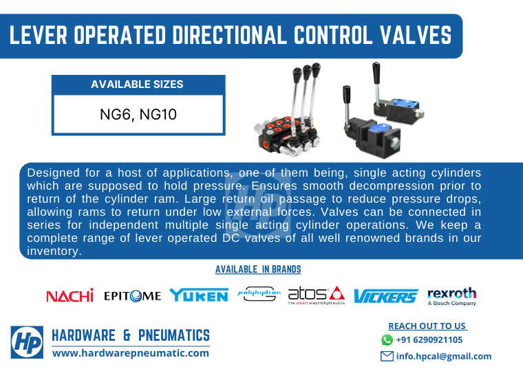 PneumaticsIndia's tweet photo. Product Offering:

Category: Hydraulic Valves

Product: Lever operated Directional Control Valves

> Available in Yuken, Rexroth, Polyhydron, Vickers and Epitome makes

#Hydraulics #HydraulicValves #LeverOperatedDCValves #HandLeverValves #HydraulicControlValves #Yuken #Polyhydron https://t.co/2Pf1Td2XGZ