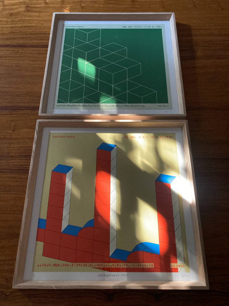 INSTRUCTURES #24 &amp; #103 ready for delivery 📦

Signed 1/1 archival pigment prints
Hahnemühle Museum Etching 360 gsm

fxhash.xyz/generative/slu…

#generativeart #fxhash