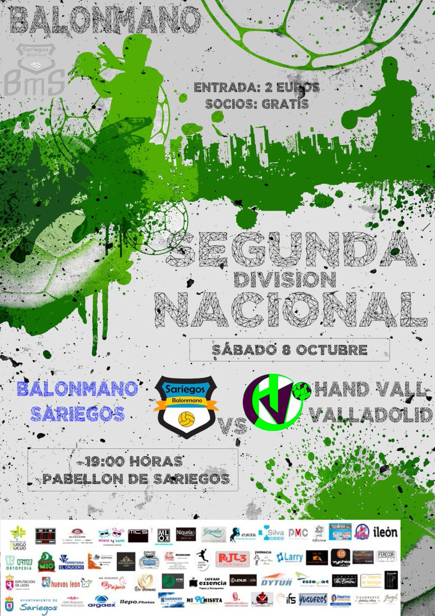 🟢 SEGUNDA NACIONAL 🟢

Nuestros chicos se miden a Handvall <a href="/HandVall/">Hand Vall Valladolid</a> hoy sábado a partir de las 19:00 horas en el pabellón de Sariegos.
Quieren continuar con la imbatibilidad en liga (2/2 partidos). 

#sariegos #venasariegos #sariegosmola #balonmano