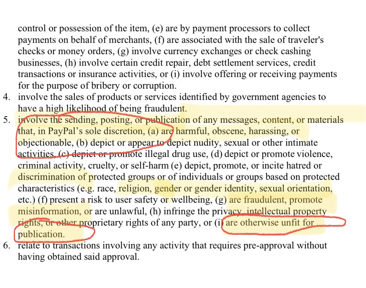 FollowYrOwnPath's tweet photo. @AxialEquatorial @DailyWireNews @rmack2x Just checked the legal notice they emailed yesterday. 

PayPal in its SOLE discretion can take $2,500 PER violation for anything at all that it views as “objectionable” or “unfit for publication”.

#DropPaypal https://t.co/7E7v2SCRNV