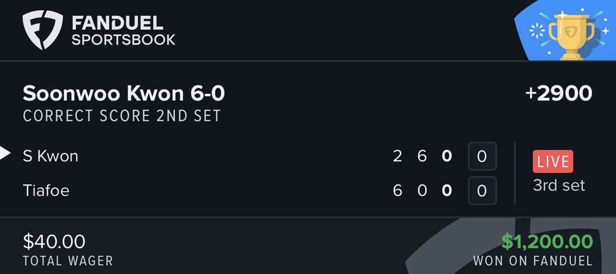 uhzayya's tweet photo. LATE NIGHT BREESH #HIMNOTTHEM @FanDuel 😮💨😮💨 #Tennispicks #GuruParlays #atptour #GamblingTwitter https://t.co/eZd3wyQIER
