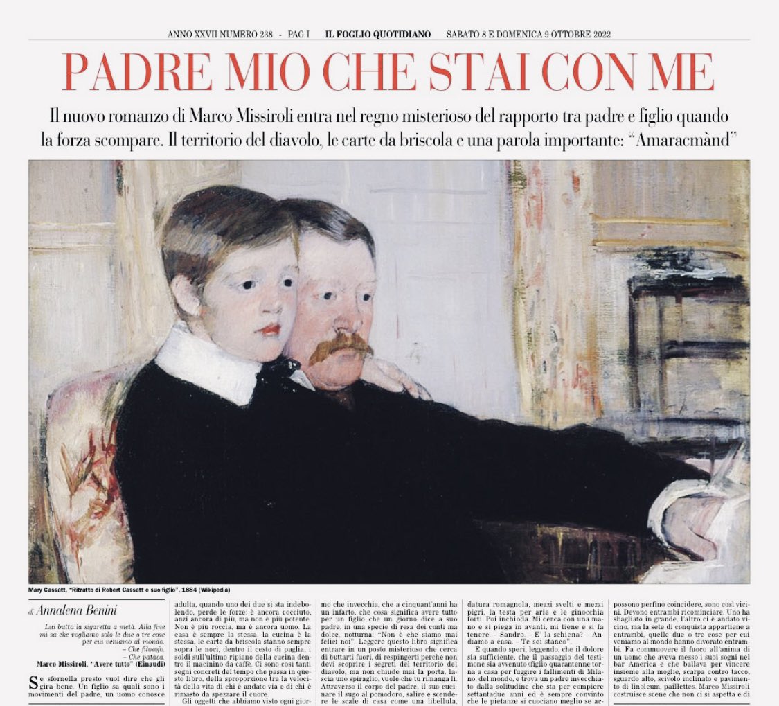“L’unica certezza è che non è un dolore inutile. L’unica salvezza è che questo padre ha avuto accanto suo figlio”. “Avere tutto” di Marco Missiroli raccontato da Annalena Benini (la più brava, sempre). 🤍