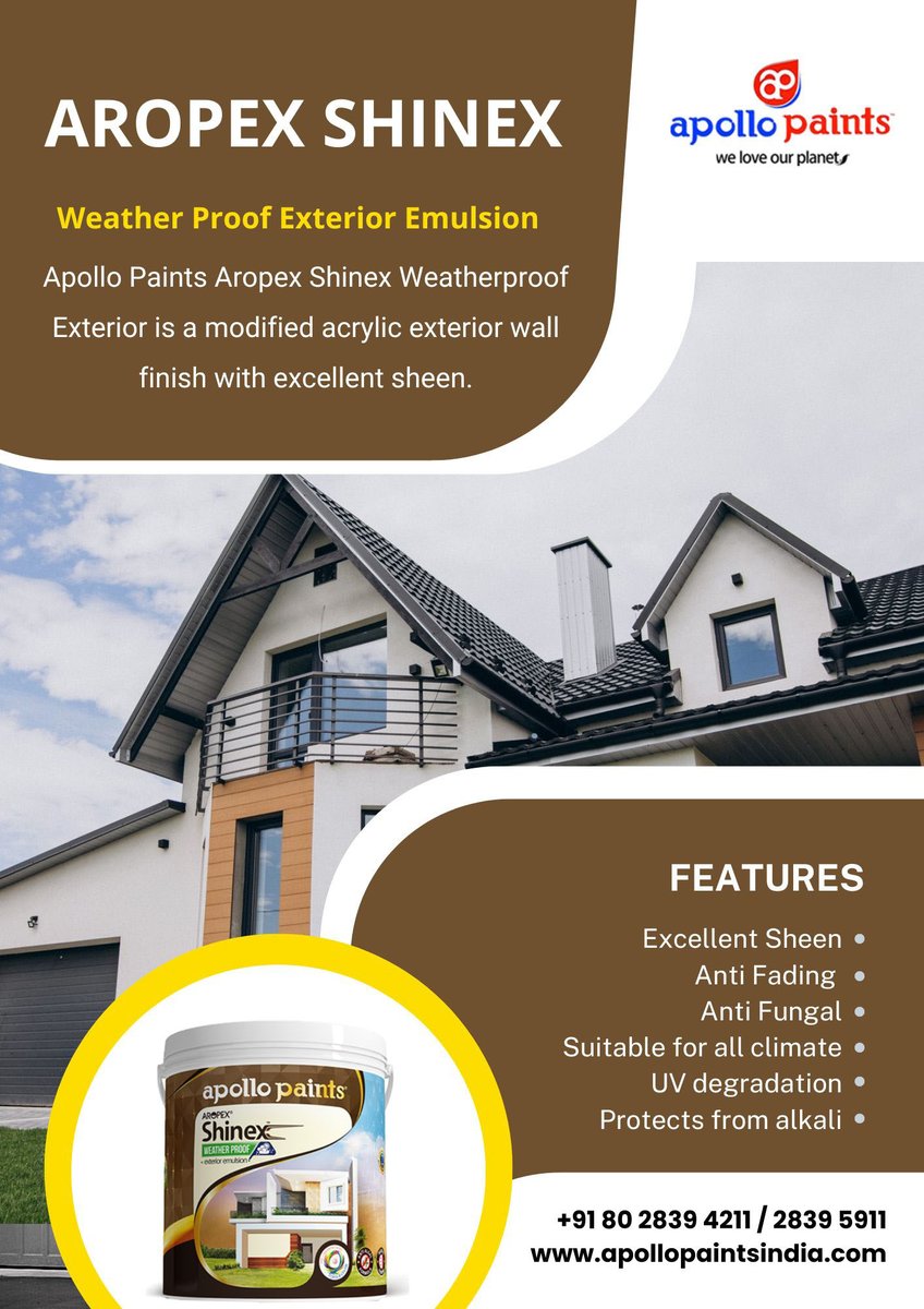 ApolloPaints_IN's tweet photo. AROPEX SHINEX
Weather Proof Exterior Emulsion
https://t.co/aZ3iEy9qAR
.
.
#india #apollopaints #apollopaintsindia #business #paints #interiordesign #specialcoatings #waterproofing #repair #instacare #ecoplus #paintingcontractor #exteriorpainting #exterior #interior https://t.co/vF5QNHJuPu