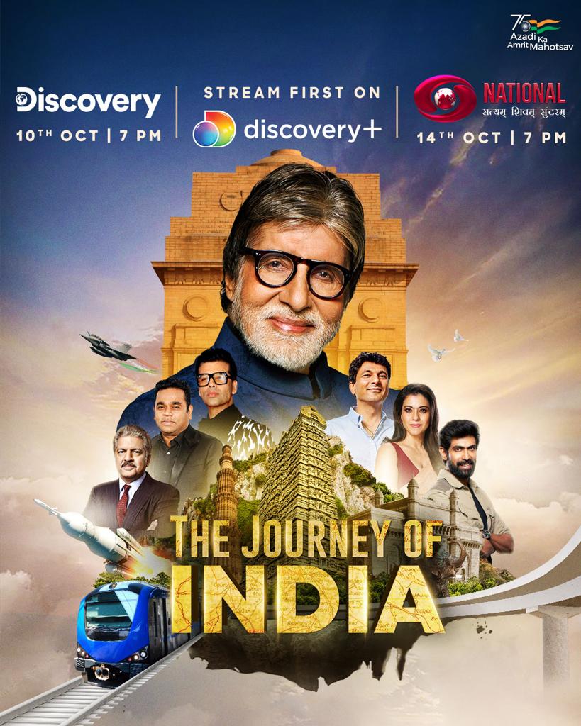 Celebrating Azadi Ka #AmritMahotsav,  #TheJourneyofIndia explores India’s glory across Food, Conservation, Faith, Cinema, and Business &amp; Entrepreneurship - hosted by renowned personalities with <a href="/SrBachchan/">Amitabh Bachchan</a> in the lead - in Indian &amp; foreign languages for viewers in 140+ countries.