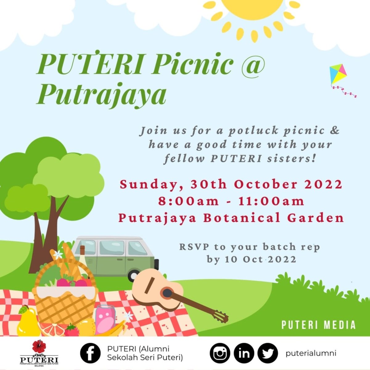 puterialumni's tweet photo. Hi 🌺 Sisters!

Have you locked the date  30/10/22 @ 8 to 11am for the upcoming PUTERI Picnic @ Putrajaya? 

We look forward to see you for the fun-in-the-sun activities there! 😀

💝
PUTERI ALUMNI https://t.co/AWKAe3cUKB