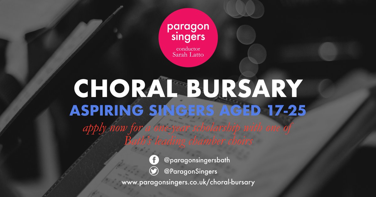 Still not too late to apply for our choral bursary. Such a great opportunity for a young person if you enjoy singing and would like to sing with one of Bath's foremost chamber choirs. Details at paragonsingers.co.uk