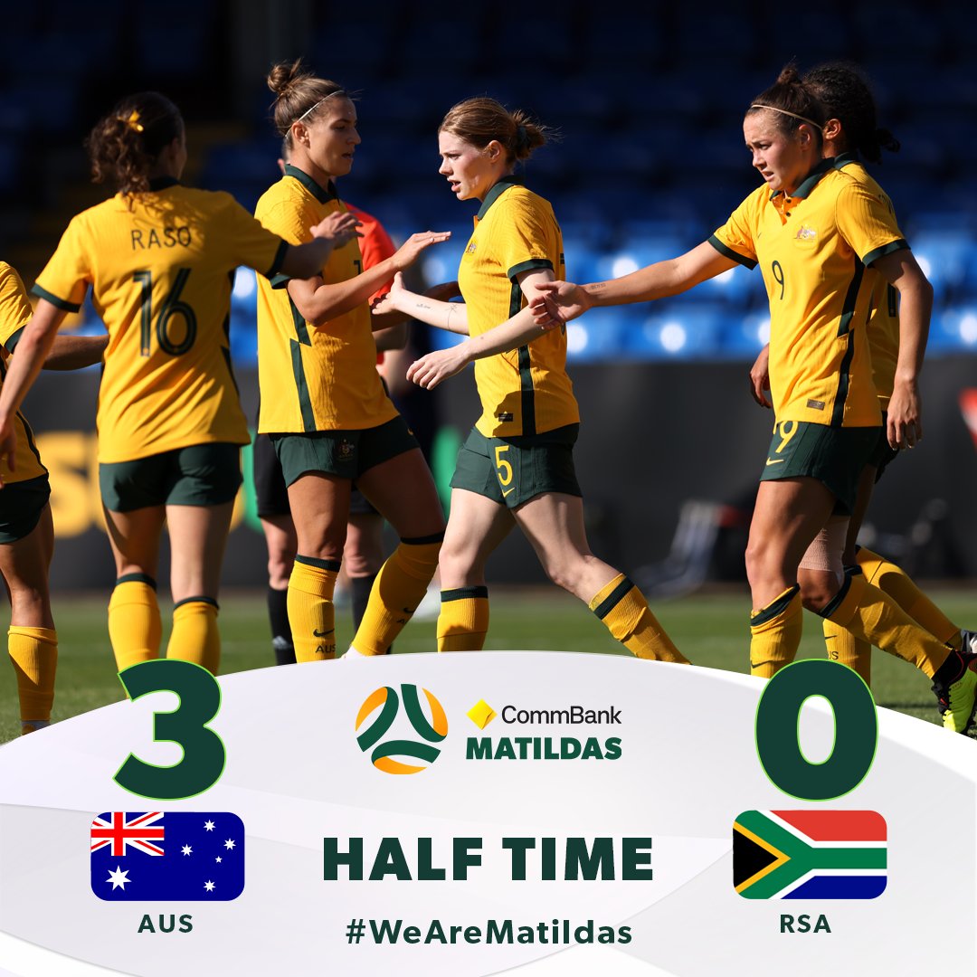 TheMatildas's tweet photo. HALF TIME | We lead at the break, Cortnee Vine with a brace and Clare Polkinghorne getting in on the action to give us a 3-0 lead here in London.
#WeAreMatildas #AUSvRAS https://t.co/wIos0bKYxX