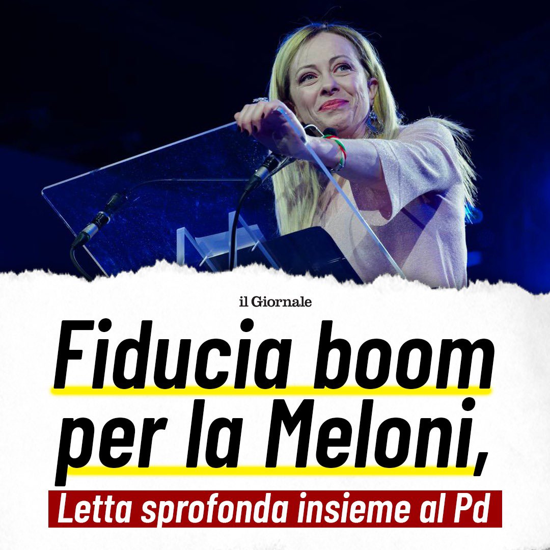 FratellidItalia's tweet photo. 🔵 Fieri che l'indice di gradimento verso la leader di Fratelli d'Italia continui a crescere. https://t.co/jMgLQYN2TK