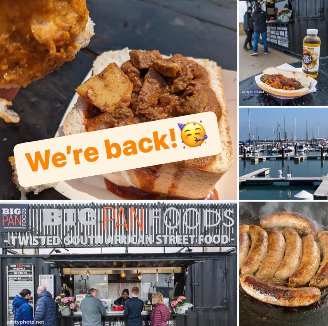 BigPanFoods's tweet photo. Howzit peeps, weโre back & weโve missed you! Itโs your favourite time of the week & sunโs shining!๐We have all your ๐ฟ๐ฆtantalising favourites available! โ
Come on down coz you know you want to!๐Big Pan Foods Crew #LocalisLekker๐ฟ๐ฆ#bunkbuDurbanCurries #BunnyChow #Samoosas #Wraps https://t.co/VQ86EReHL8