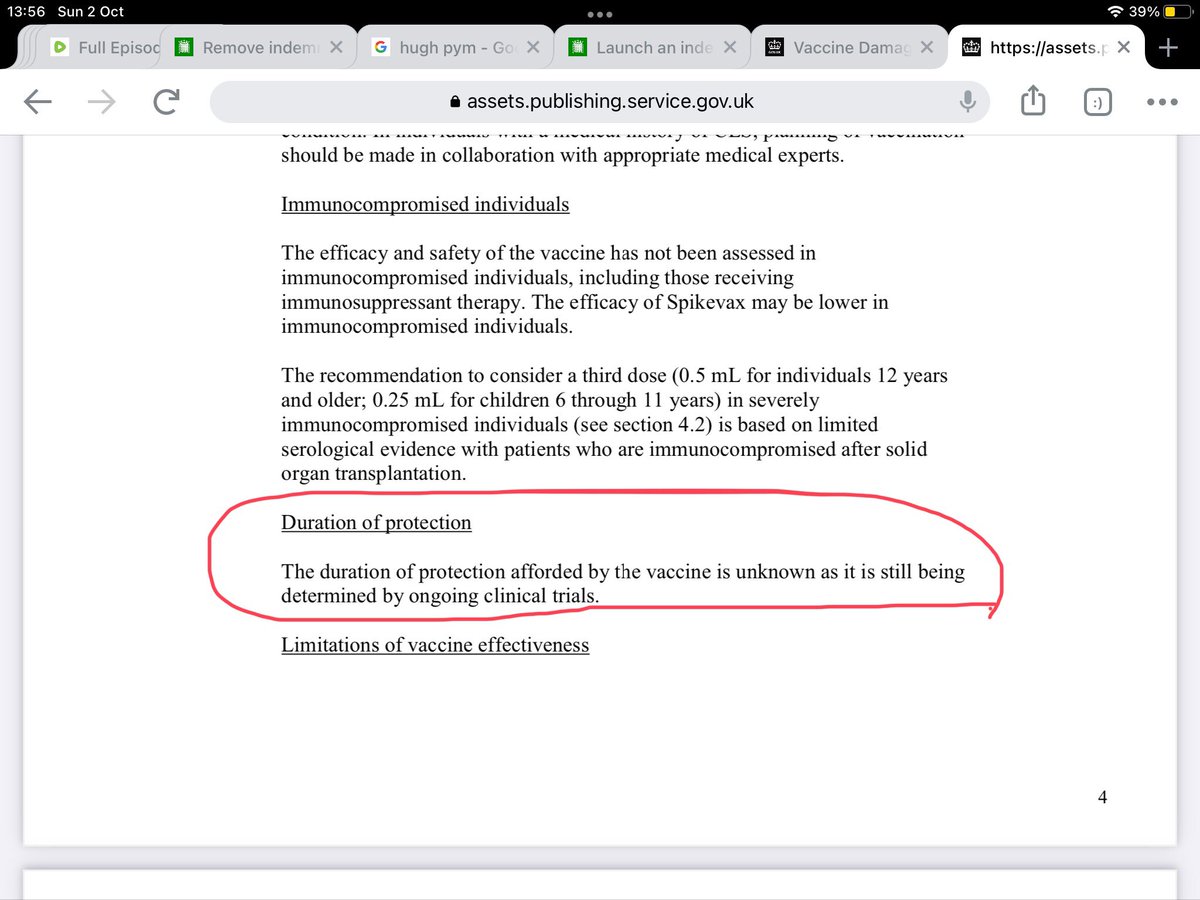 markpaysan's tweet image. Maggie, If you had the Spikevax did you read the user leaflet?
That leaflet and the leaflet for the Healthcare Professional mentions increase risks and the protection duration is unknown. It also mentions not to mix medications. You are now part of a trial. I hope all goes well.
