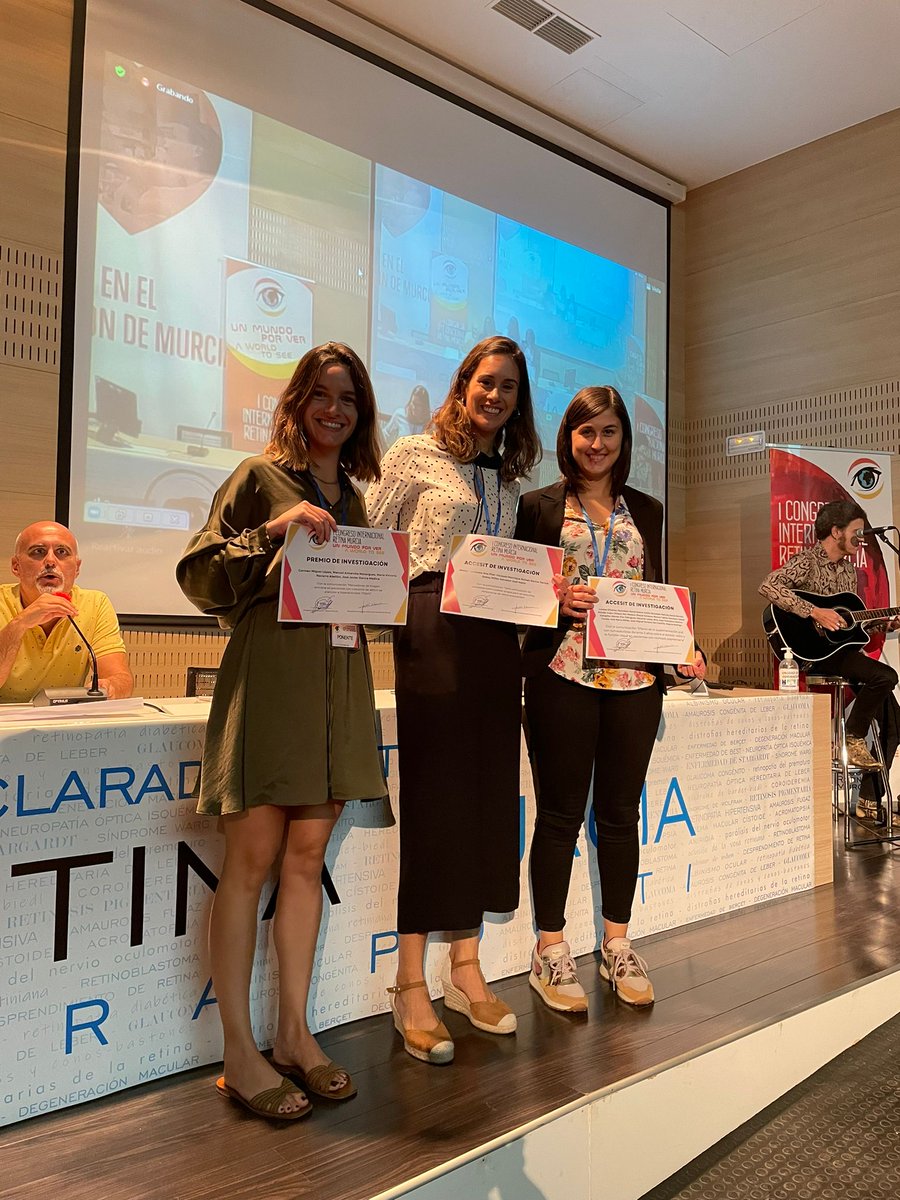 RetinaMurcia's tweet photo. Y para finalizar el #CongresoRetinaMurcia con la entrega de Accésit de investigación.
Desde la asociación @retinamurcia  apoyamos y agradecemos las investigaciones de este equipo.
Muchas gracias a todos. 
#CongresoRetinaMurcia #BajaVision https://t.co/Cwqa5MF6UA