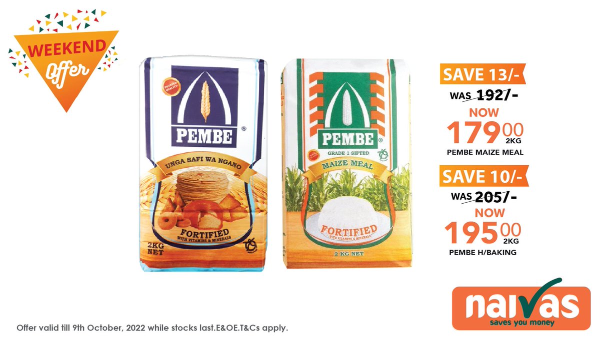 naivas_kenya's tweet photo. Shopping over the weekend not only is it therapeutic but it also gives you the opportunity to enjoy CRAZY🔥 offers across various categories. Usipitwe na hizi deals available across ALL Naivas outlets countrywide.

#MamboTick ✓
*Valid until 9th October 2022 https://t.co/yS78YX24N6