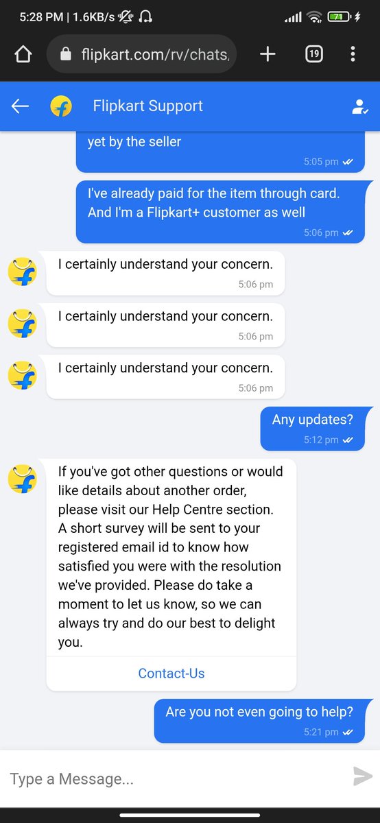 HuTaomyfav's tweet photo. Even the customer service is not helping me at this point. Why @Flipkart what have I ever done to you? Why aren't you even giving me my order on time? I've paid the full amount. This is really mentally tiring. I'm crying 😭 everyday. #FlipkartDoglaHai #flipkartsupport https://t.co/SMAzeaQtF3