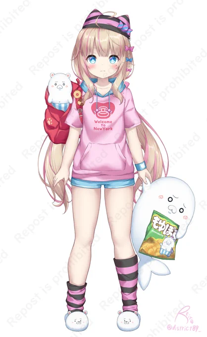 Vtuberんもゆ様の新モデルイラストを担当させて頂きました!お披露目に備えてイラストも2点ご用意しました企画にお声がけして頂いたんもゆ様と可愛く動かして頂いたモデラー様に感謝です! #んもちゅ～部 