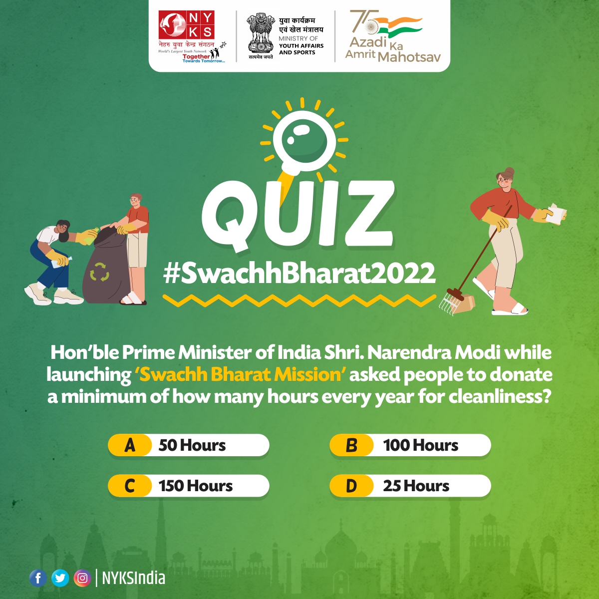 MYBharatHQ's tweet photo. #SwachhBharat2022 
Quiz of the Day.
Get a Chance to Win a Book Prize.

#Cleanindia2 #QuizContest #youth https://t.co/bngdy0pYBE