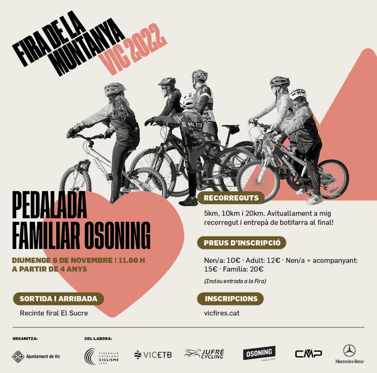 Us proposem i us recomanem una bonica activitat per fer amb família el proper diumenge 6 de novembre!

En motiu de la Fira de la Muntanya a Vic, organtizem una pedalada familiar!

Les inscripcions obren el dilluns a la web de vicfires.cat

#jufrecycling