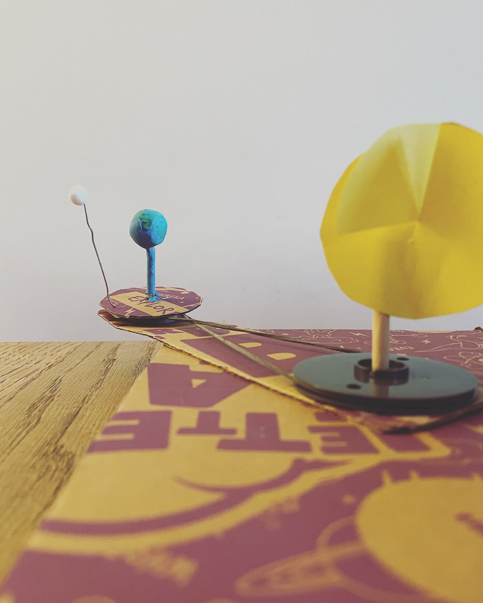 Up early, so small bear and I made an orrery (a model of the Earth, Sun and Moon) from our @letterboxlab kit. Happy World Space Week everyone 🌕🌍🌙⭐️