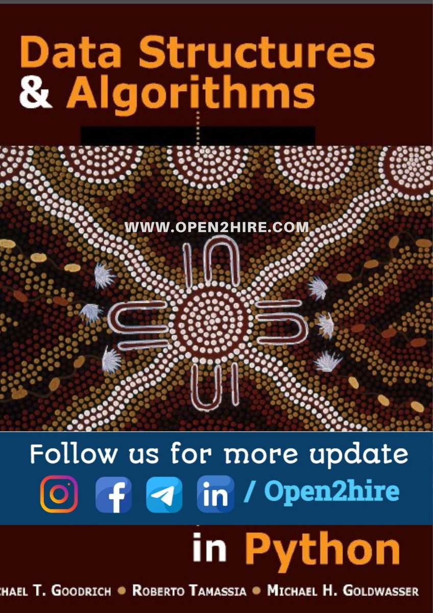 Open2Hire's tweet photo. Data Structures and algorithms in Python
Download PDF: https://t.co/BuRP6xqi5V
 #c #java #django #mangodb #mysql #aws #Itops #devops #python #windows #linux #database #careertips #engineeringbooks #interviewtips #engineeringnotes #datascience https://t.co/h6Wrjpa19H