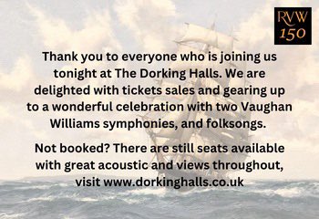 To book: dorkinghalls.co.uk/booking-ticket… #RVW150 #ClassicalMusic #Dorking #Surrey #vaughanwilliams #folksong #concert #whatsonsurrey