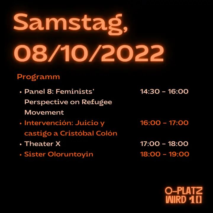 Oplatz's tweet photo. #OplatzTurns10 #OplatzWird10 Programm, Saturday 8 th of October https://t.co/HlYHNbkAwU… #b0810 #Oplatz #Berlin #refugees #refugeemovement https://t.co/RsH9GeknRb