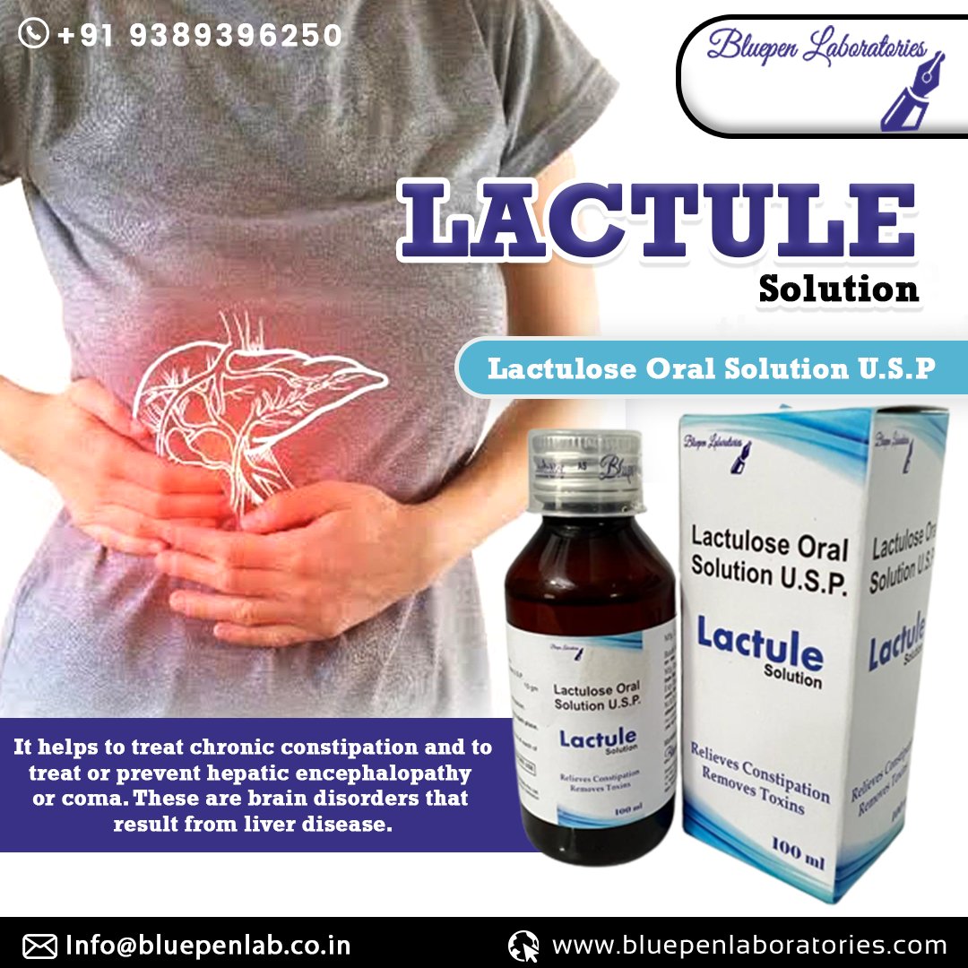BluepenLtd's tweet photo. LACTULE Solution
Lactulose Oral Solution U.S.P
It helps to treat chronic constipation and to treat or prevent hepatic encephalopathy or coma.

👉https://t.co/drZN3LYOhX
📧Info@bluepenlab.co.in
📞+(91) - 93893 96250

#bluepenlaboratories #gelycrol #dried #suspension https://t.co/9g1ly2OtGr