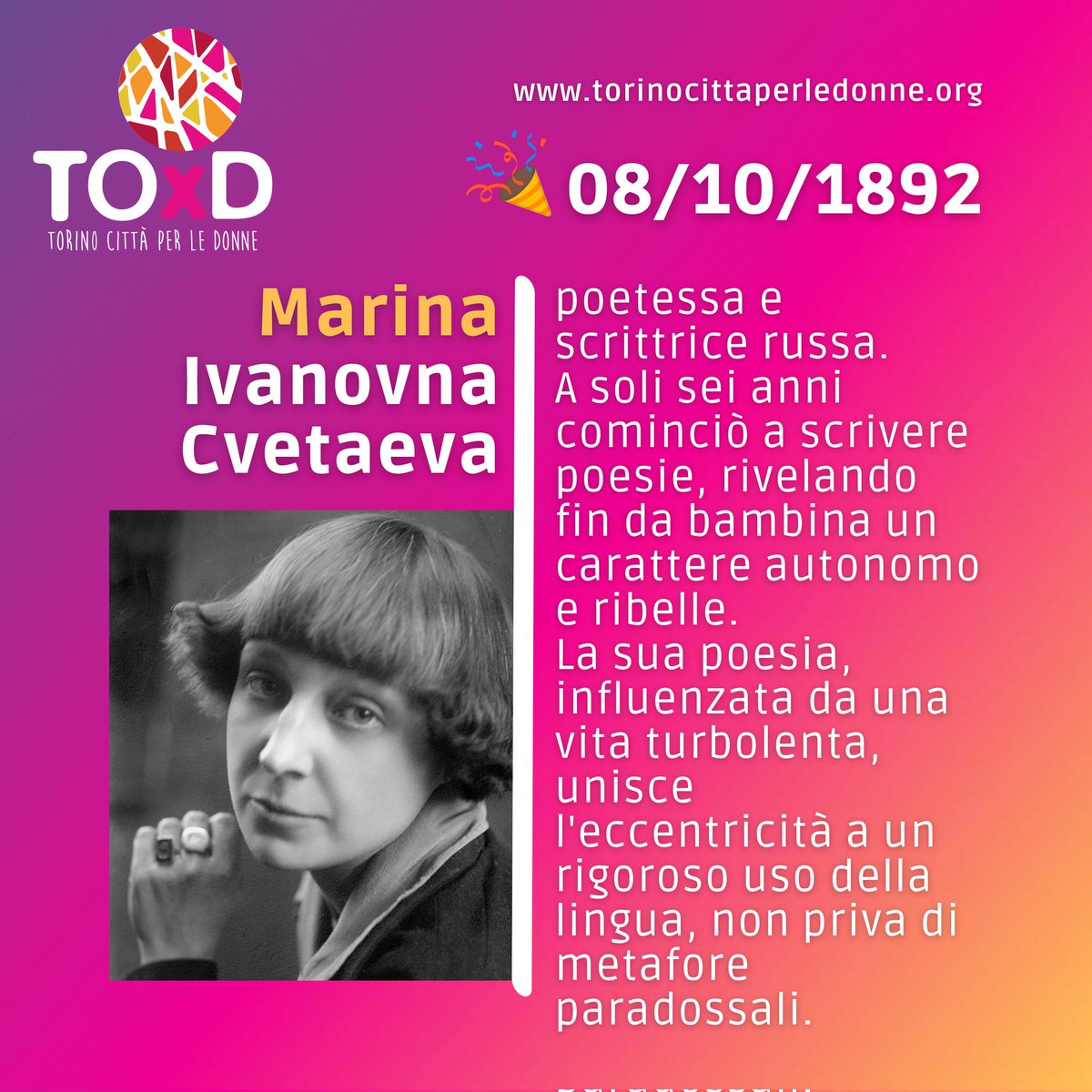 TorinoPer's tweet photo. L'𝗔𝗹𝗺𝗮𝗡𝗔𝗖𝗖𝗔 del giorno festeggia il compleanno di 𝗠𝗮𝗿𝗶𝗻𝗮 𝗜𝘃𝗮𝗻𝗼𝘃𝗻𝗮 𝗖𝘃𝗲𝘁𝗮𝗲𝘃𝗮! 

#TOxD #womenrights #humanrights #torinocittàperledonne #turin #empowerment #women #equality #respect #gendergap #girlspower #gpw https://t.co/1DN6OlLYH1