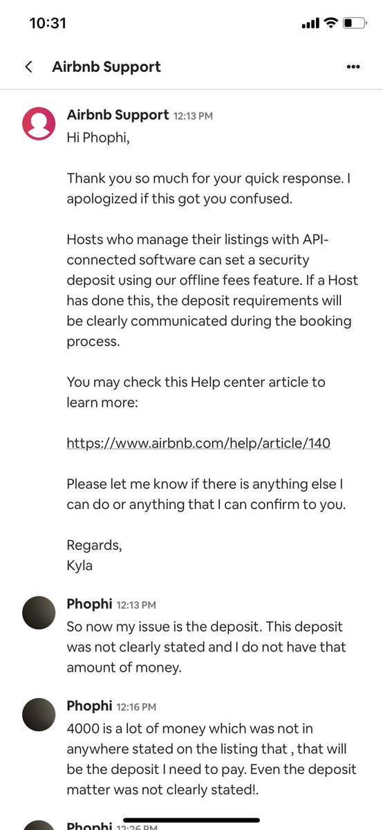 Phophi_'s tweet photo. - and that if I want to go ahead and stay need I need to pay the deposit or else I will forfeit my booking fee of R2260.00. We then went back and forth, matter got escalated to the supervisor who then told me to pay the deposit or I won’t get accommodated and I will lose 2.2k - https://t.co/zyQDWHeGf6