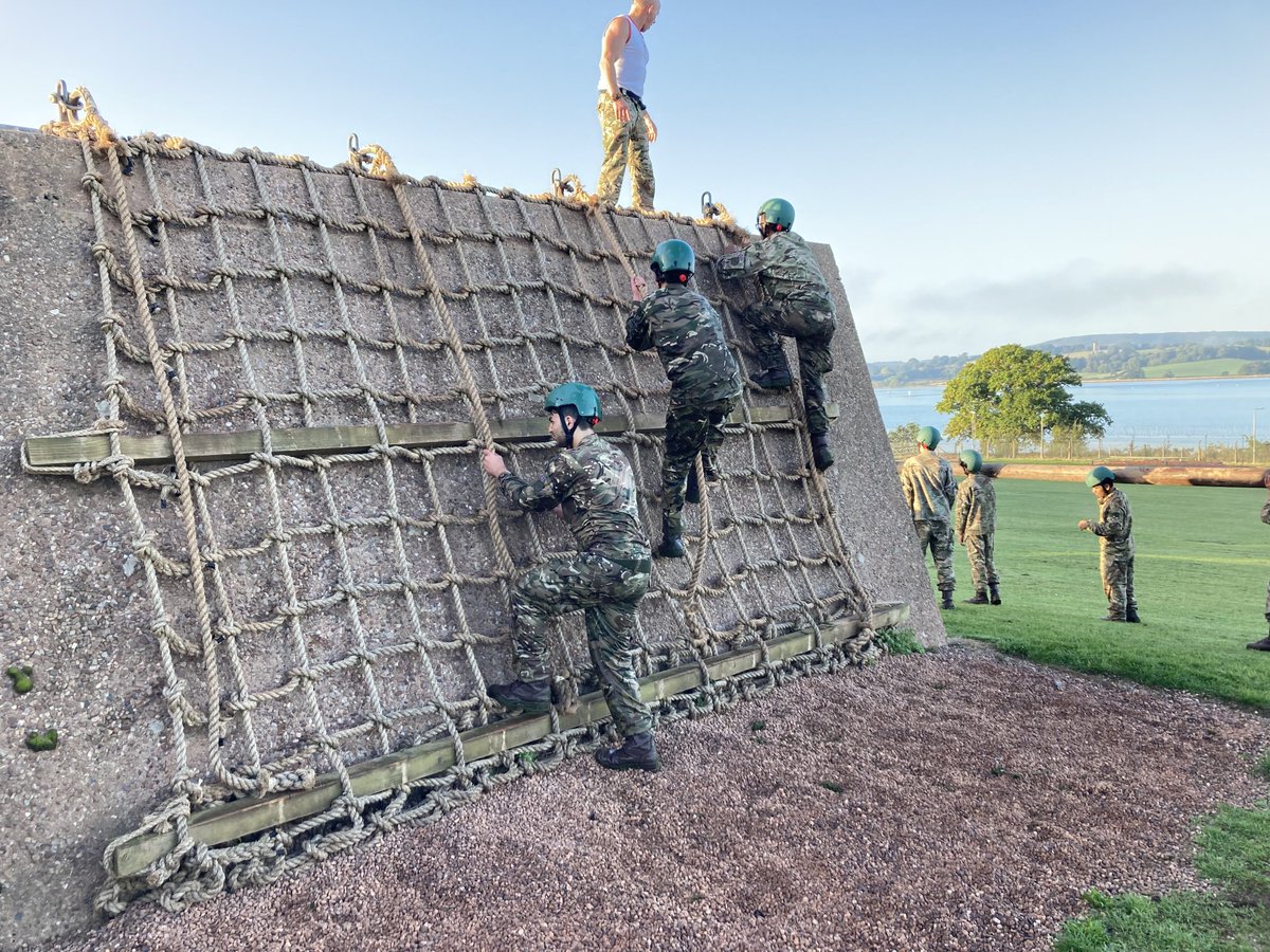 ErnestBevinAcad's tweet photo. EBC’s Pringle Trophy squad take on the Royal Marines’ famous bottom field assault course in the mist first thing this morning. https://t.co/FxyDQFdjyv