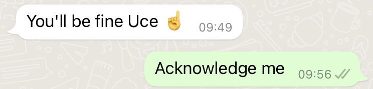 GTAPeel's tweet photo. This may or may not be a WhatsApp exchange between my brother and I #ClanChief ⁦@MFXDuckman⁩ https://t.co/zcoh4peW8y