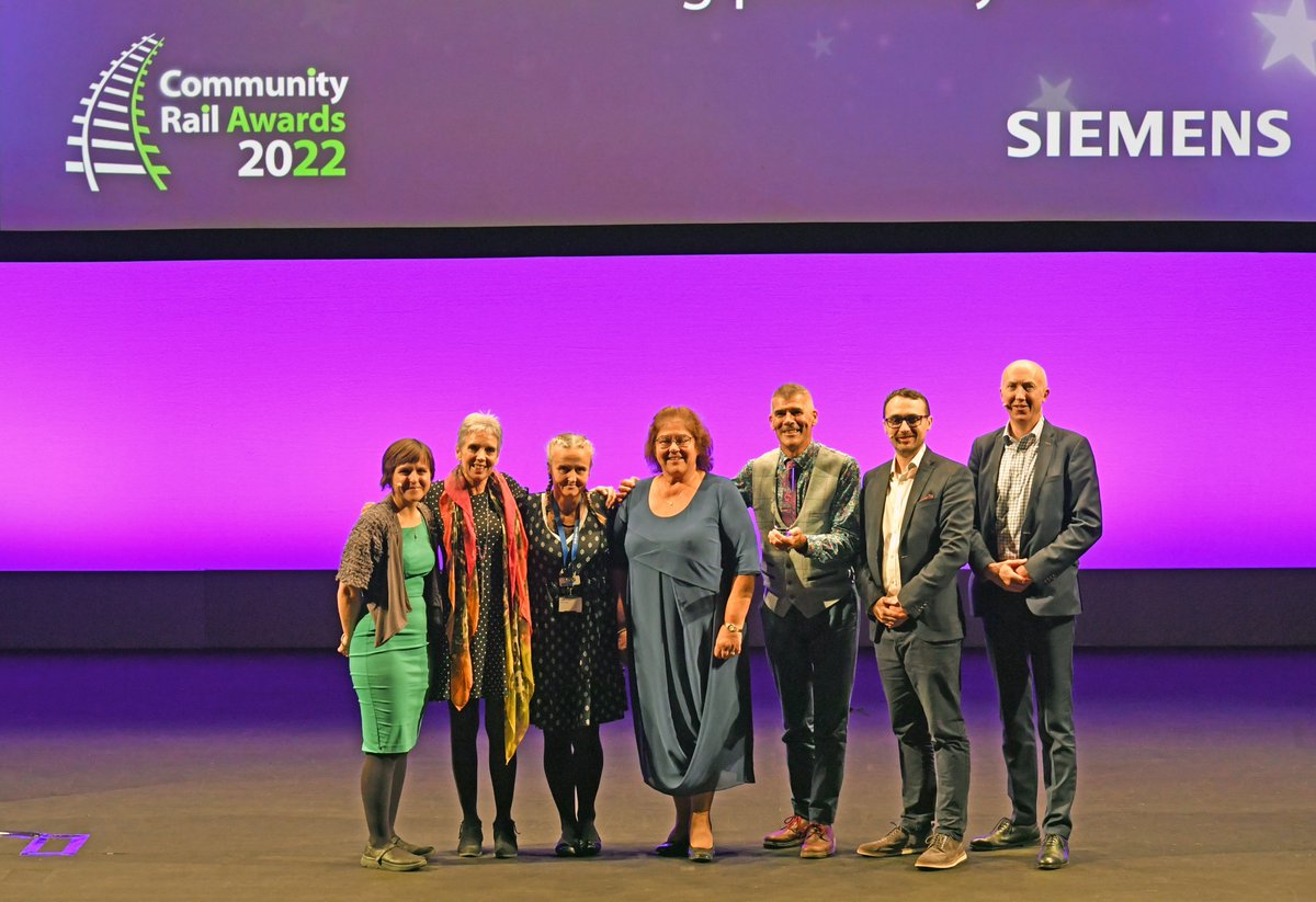 CommunityRail's tweet photo. Our next winner is Friends of Buxton Station for โStation Friends & Adopters at the Heart of Communities', sponsored by @Siemens. FoBS have engaged in a diverse range of projects this year, always showing their dedication to community rail and their local area #WinnersWeekend https://t.co/GVmnCWM0K9