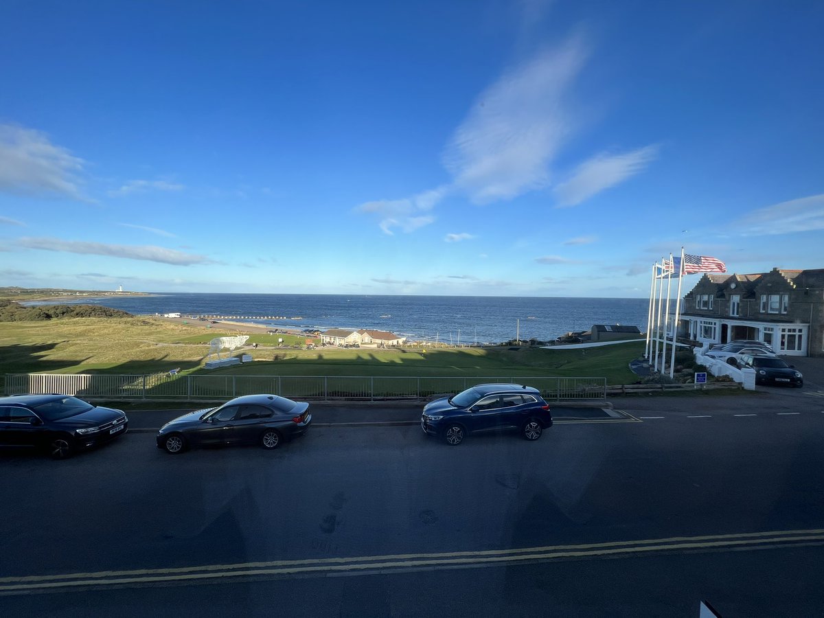 JLuGolfweek's tweet photo. The Links Lodge B&amp;B, overlooking @MorayGC, has one of the best from-the-room views in golf. Old town, Old Tom golf, little pro shop, clubhouse, lighthouse. I could stay all week. @golfweek @golfbreaks @VisitScotGolf https://t.co/ppYtSuJAQE