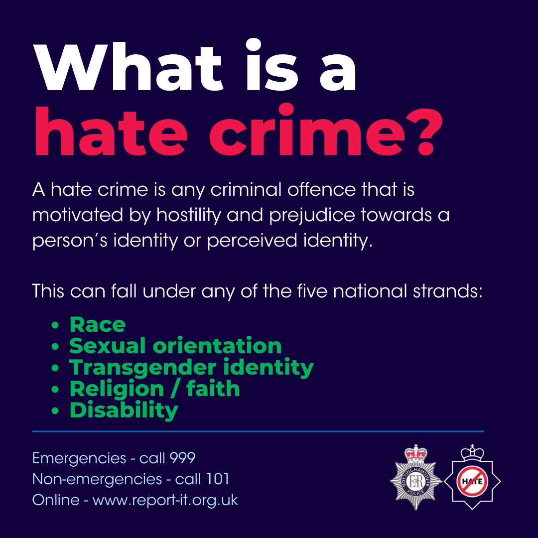 Today is the start of National #HateCrimeAwarenessWeek To report a #HateCrime call 101 or use our online or live chat facility through our force website: crowd.in/7jmVWQ You can also report via true vision: crowd.in/RtLXfz #TakeAimAtHate #NationalHCAW