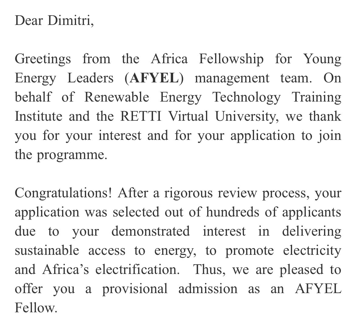 tientegadimitr's tweet photo. Je suis très heureux de vous annoncer ma sélection en tant que boursier de la deuxième cohorte du programme Africa Fellowship for Young Energy Leaders - AFYEL .
#energy #afyel #solarpower #TL226 #TgTwittos #renewableenergy #bioenergy #Onshorewind #hydropower #AFYEL #Cohorte2 https://t.co/GOSBqv2sg3