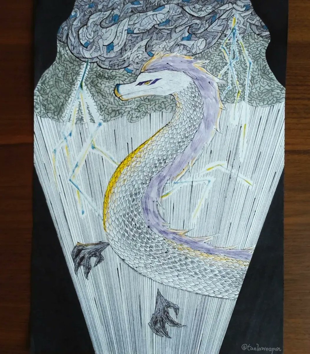 TaelaWeapon's tweet photo. #イラスト好きな人と繋がりたい 
#ドラゴン
『雷雲を連れる竜』
ボールペン画ですが、筆ペンなどで少し着彩してみました🖊 https://t.co/2jdFKEwrQy