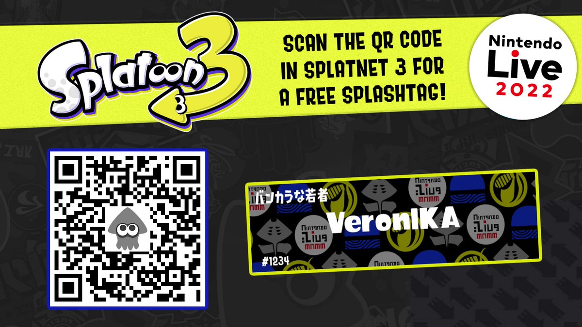 Nintendo_SW's tweet photo. π‘π£ Get a fresh '#DeepCut' themed #Splashtag by scanning the QR Code below using the QR Code reader in SplatNet 3. #Splatoon3
The freebie is part of the celebrations for this weekend's #NintendoLive2022 event in Tokyo. https://t.co/1haOX69QGs