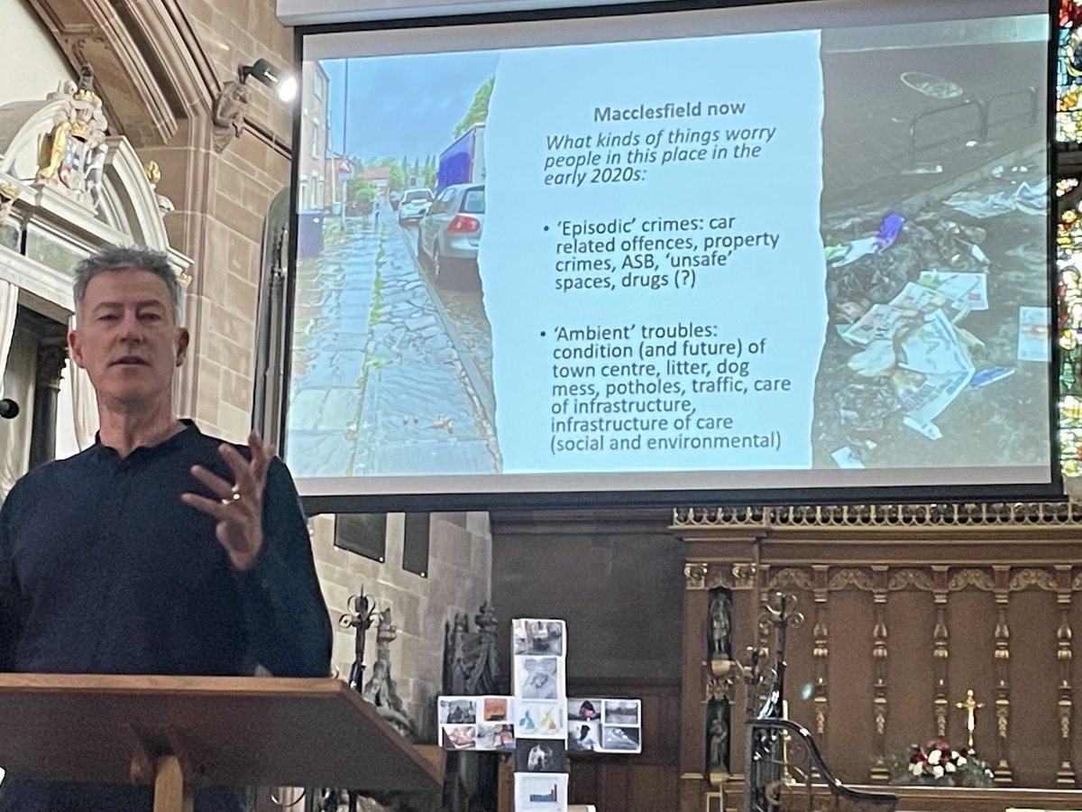 it_macc's tweet photo. Concern about future of town centre and lack of care for its infrastructure has lead to people doing stuff: caring for the place. Prof Ian Loader says that stood out to Oxford Uni’s study 25 years on @Macc_study #Macclesield https://t.co/ookuGPLBi5