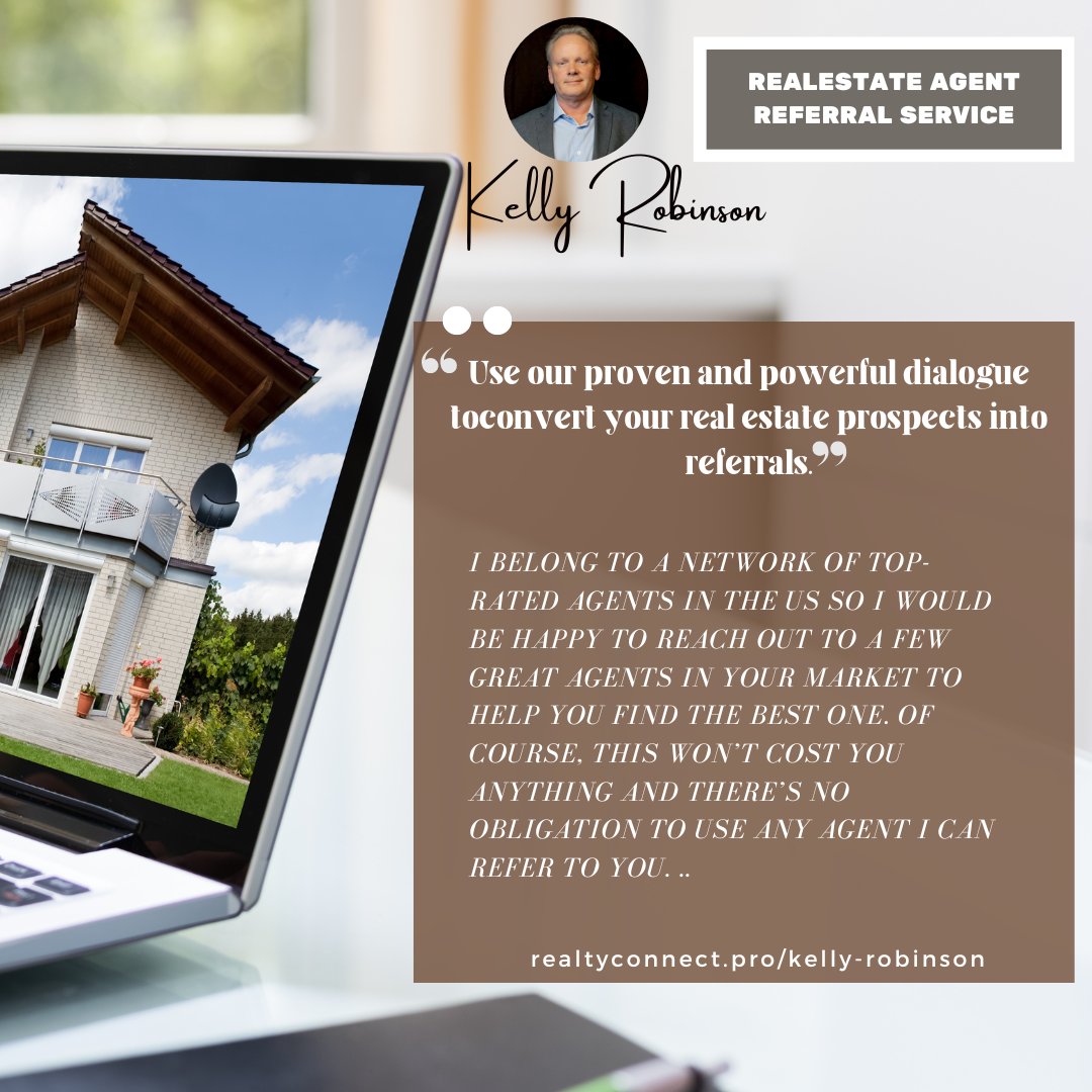 👔 Realestate agent referral service 💥 Use our proven and powerful dialogue to convert your real estate prospects into referrals. 🎩 Find An Agent Here - realtyconnect.pro/kelly-robinson/ #realtors #realts #newhome #realtorlife