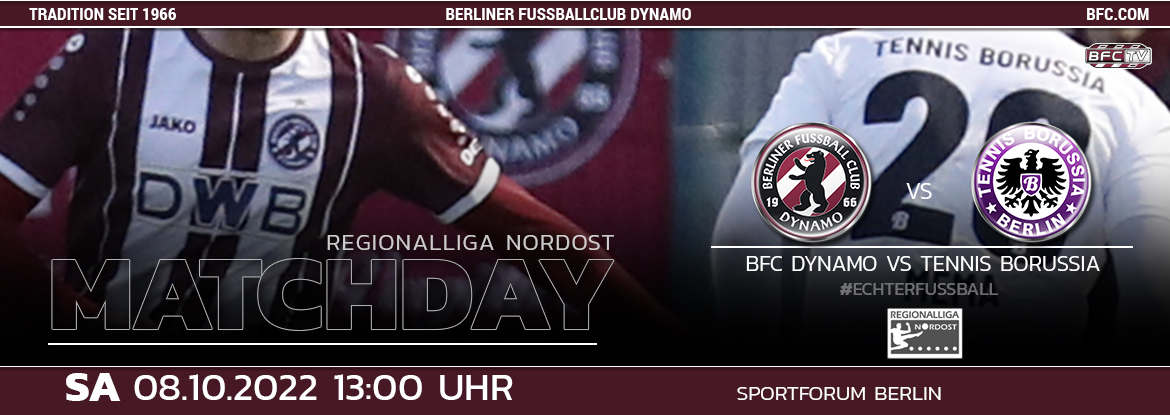 BFCDynamo's tweet photo. In weniger als zwei Stunden ertönt im Sportforum der Anpfiff der Regionalliga-Partie zwischen unserem #BFCDynamo und @TennisBorussia. Tickets sind an der Tageskasse erhältlich. #BFCTebe https://t.co/HCkSXyahan