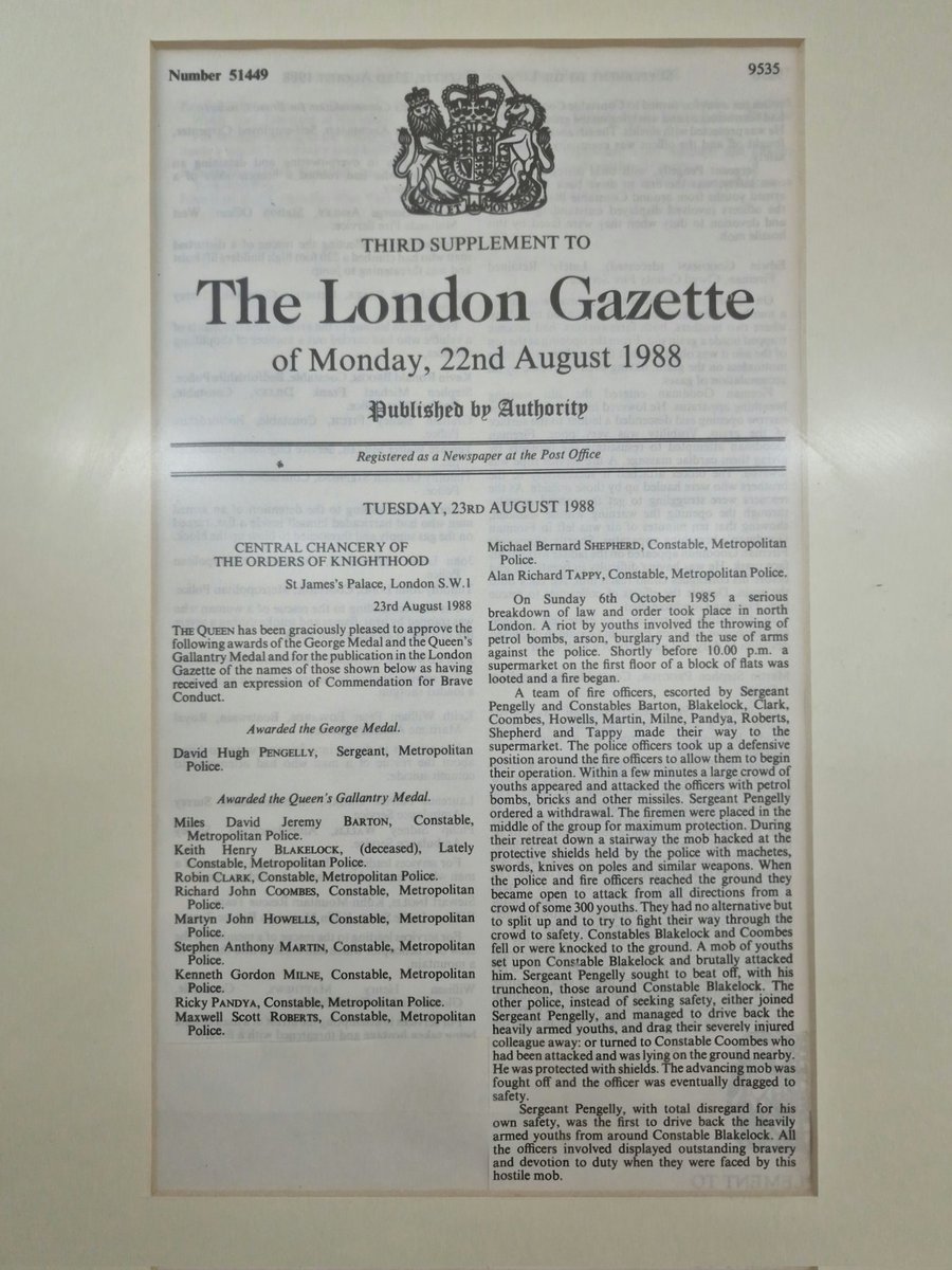 This has just been sent to me. It can be found at Wood Green nick and is a reminder of one of the darkest days in police history together with the inspirational bravery shown by Met officers; bravery that is still very much evident amongst the current generation of the front line