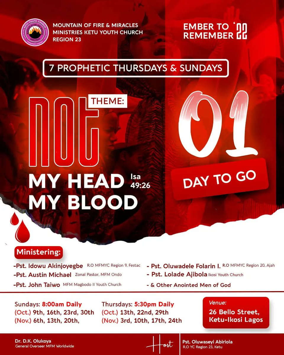 mfm_kyc's tweet photo. Isaiah 1:5 (KJV)  Why should ye be stricken any more? ye will revolt more and more: the whole head is sick, and the whole heart faint.

 *Your Head shall reject the touch of the wicked in Jesus name*

See you tomorrow!!! 

Don't come alone.

#NotMyHead #notmyblood #protection https://t.co/HkbHIyCijR