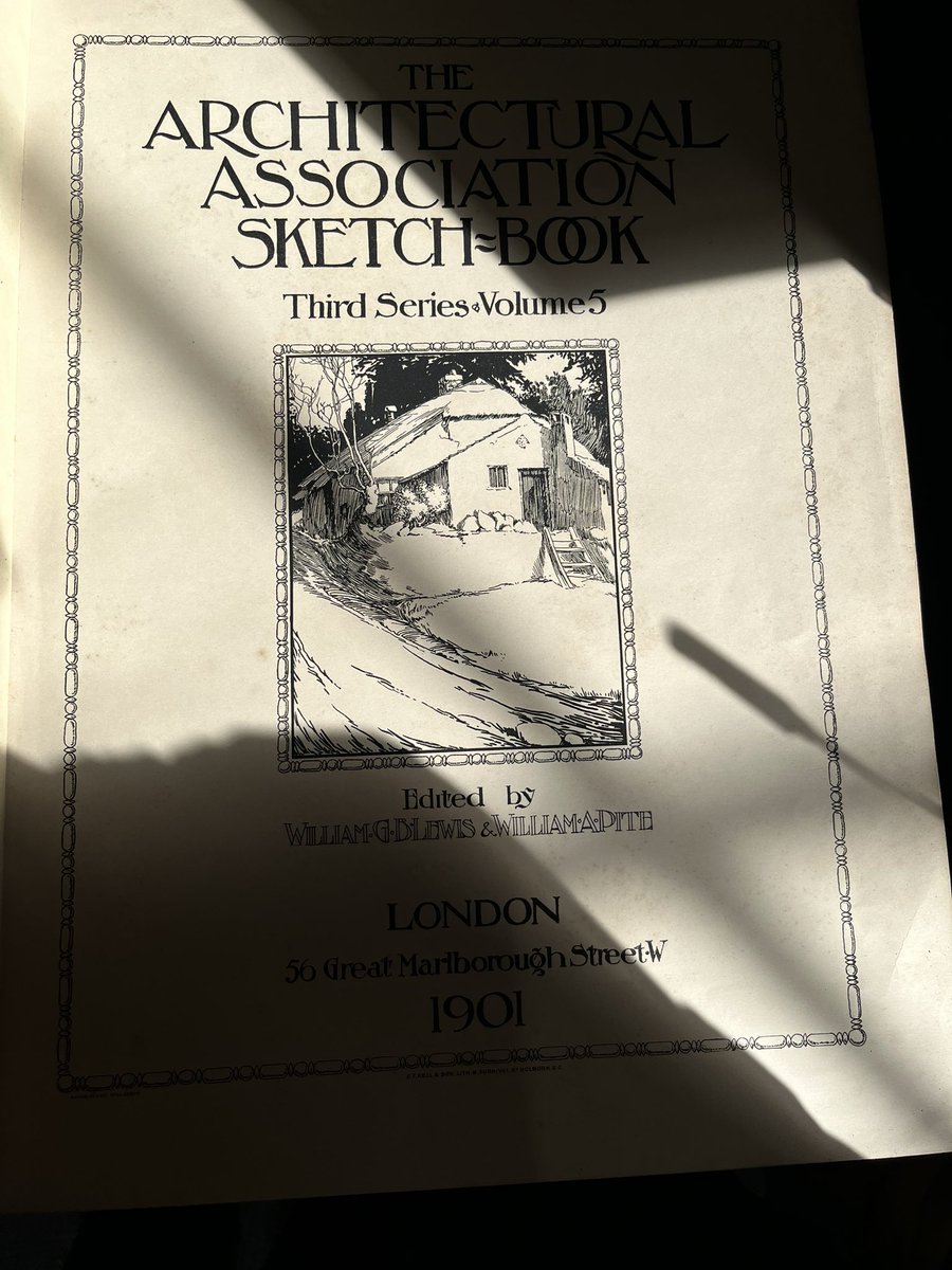 mmalex's tweet photo. youngest found this beautiful 1901 architecture โsketchbookโ (collection of professional drawings) in the AA bookshop. sadly it was not for saleโฆ so he is making his own (tiny) version. #saturdayproject https://t.co/qNzyFUBcbv