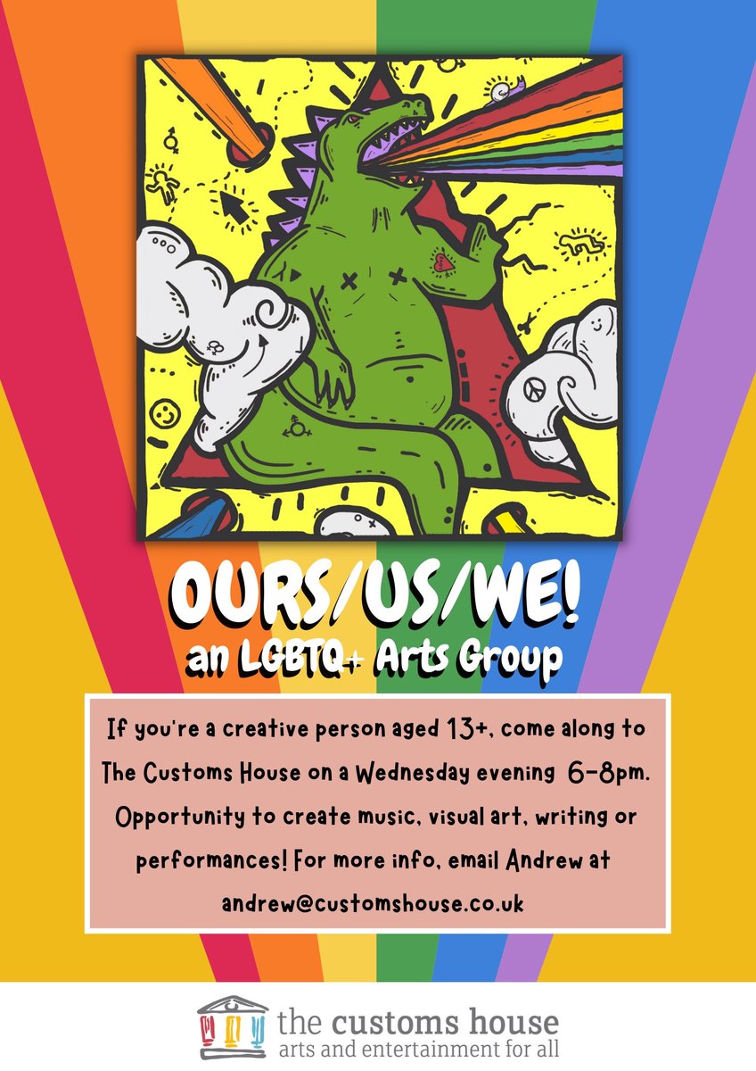 This is an exciting group currently running at The Customs House. Ours/Us/We!, is a free LGBTQ+ group that meet at The Customs House on Wednesday evenings 6-8pm where each week members work with facilitators to practice different art forms.