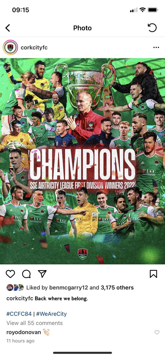 sohobarcork's tweet photo. @CorkCityFC 🎉🎉🎉🎉 https://t.co/lFSmI0dBUT