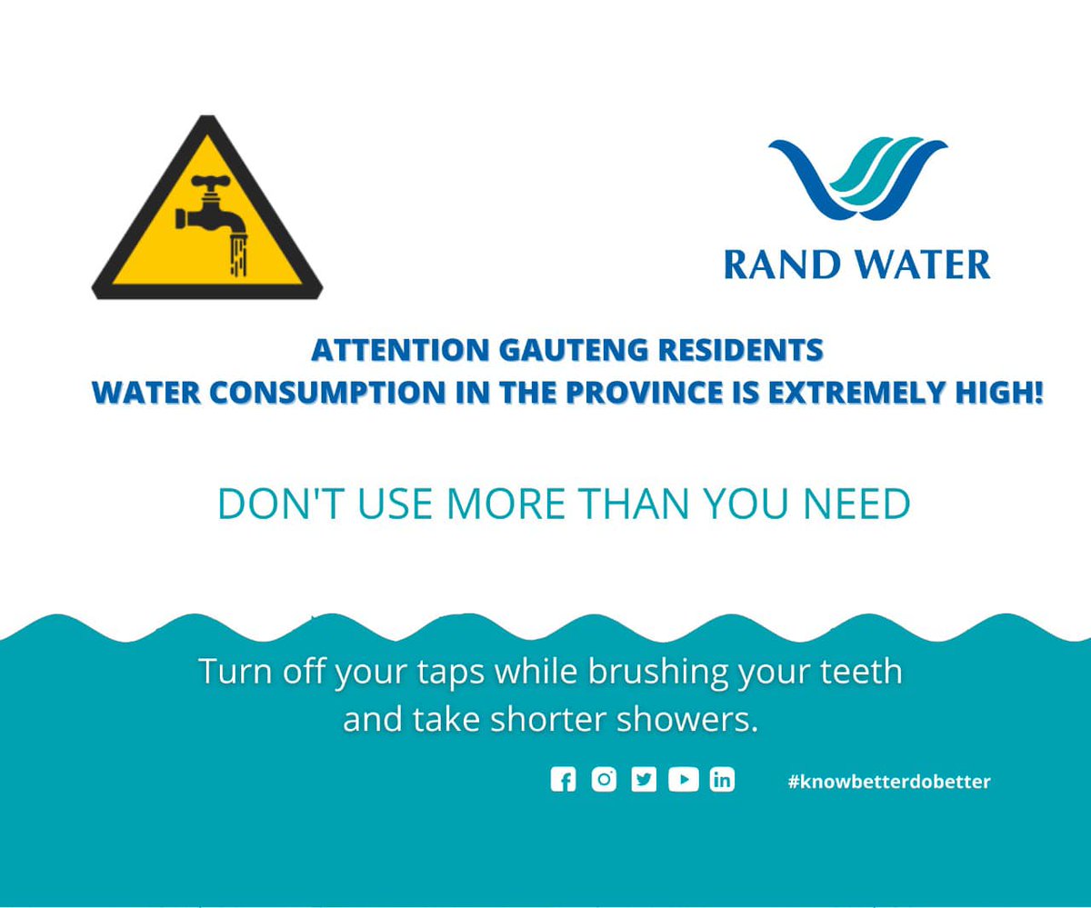 Rand_Water's tweet photo. #waterconservation #RandWater #waterwise #reduceconsumption https://t.co/lBYEZ1hGte